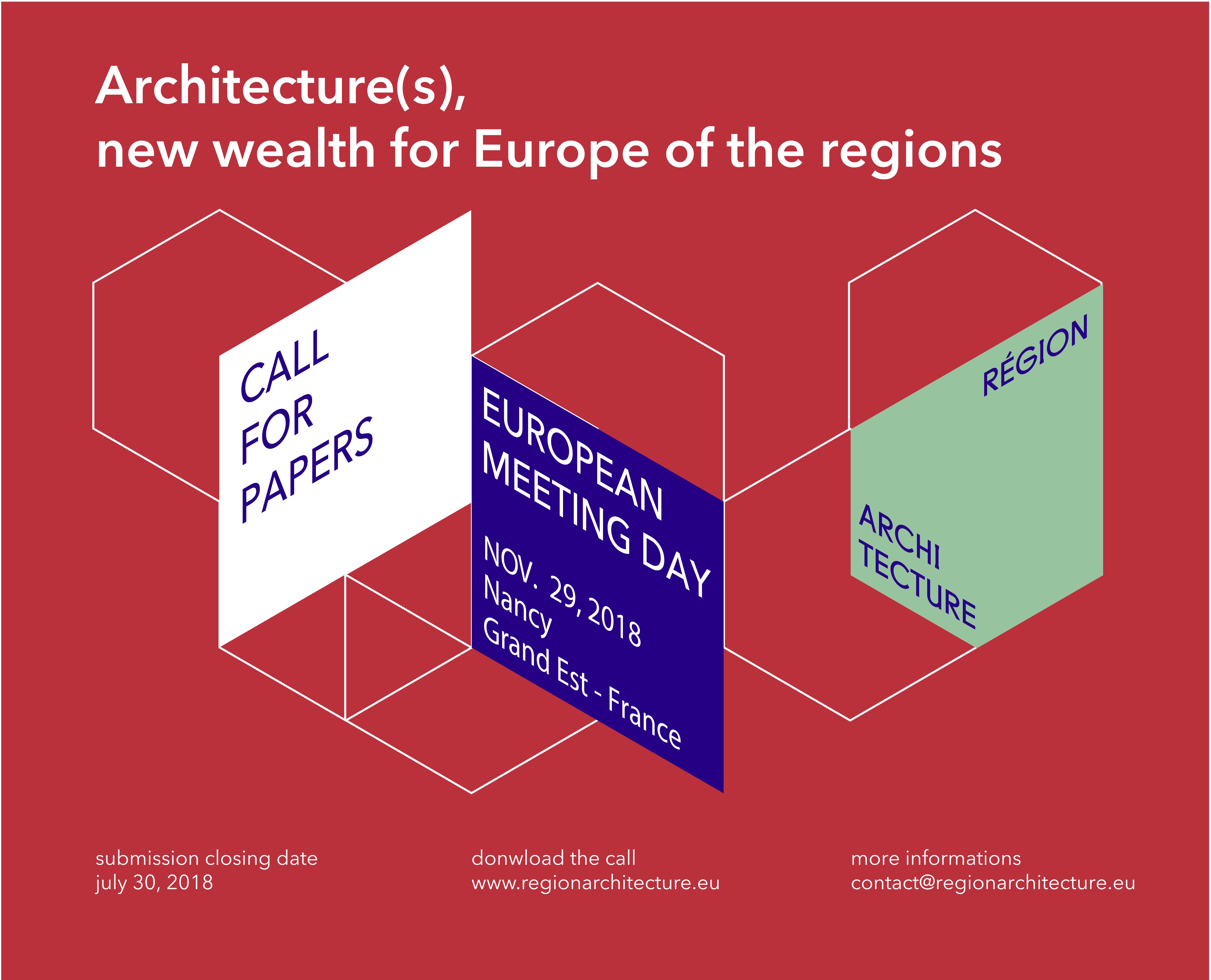 31/07/18 - Appel à communications - Architecture(s), nouvelles richesses pour l'Europe des régions