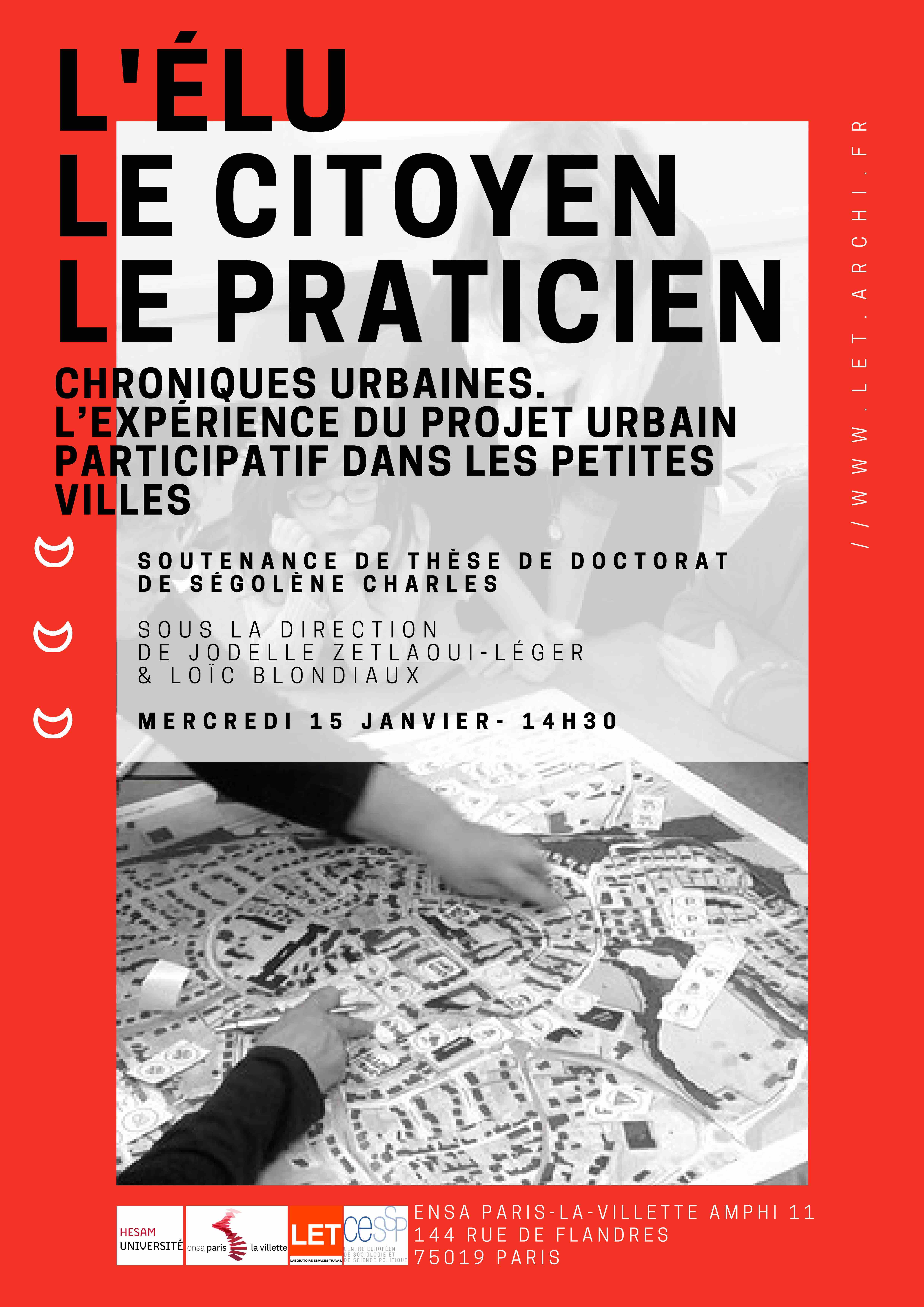 15/01/20 - Soutenance de thèse - "L'élu, le citoyen et le praticien"