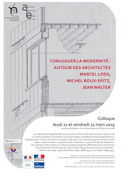 21-22/03/19 - Colloque - Conjuguer la modernité. Autour des architectes Marcel Lods, Michel Roux-Spitz, Jean Walter