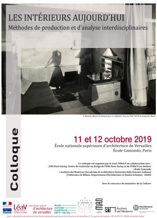 11-12/10/19 - Colloque "Les intérieurs aujourd'hui, Méthodes de production et d'analyse interdisciplinaires"