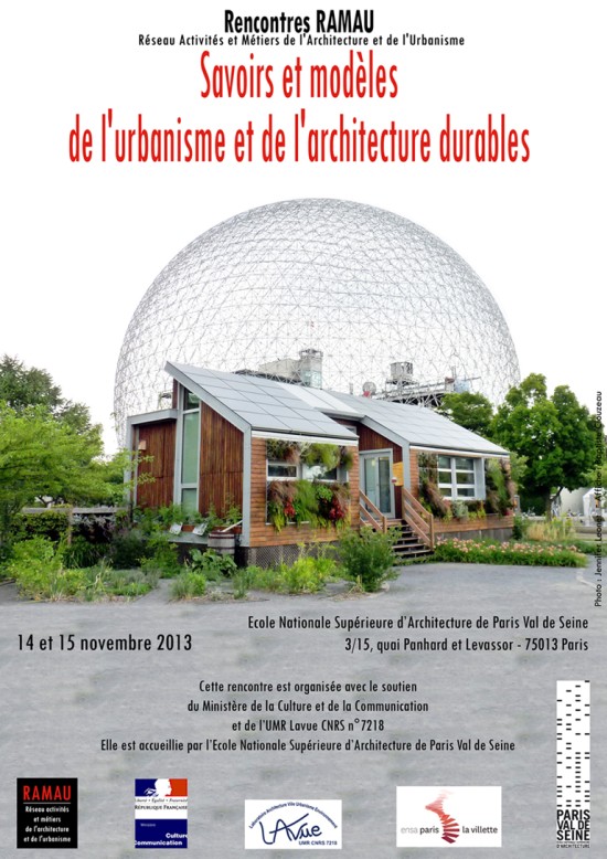 14-15/11/2013 - Rencontres Ramau 2013 - Savoirs et modèles de l'urbanisme et de l'architecture durables