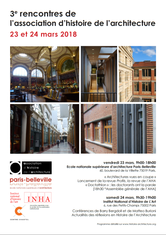 23-24/03/18 - Rencontres de l'Association d'Histoire de l'Architecture