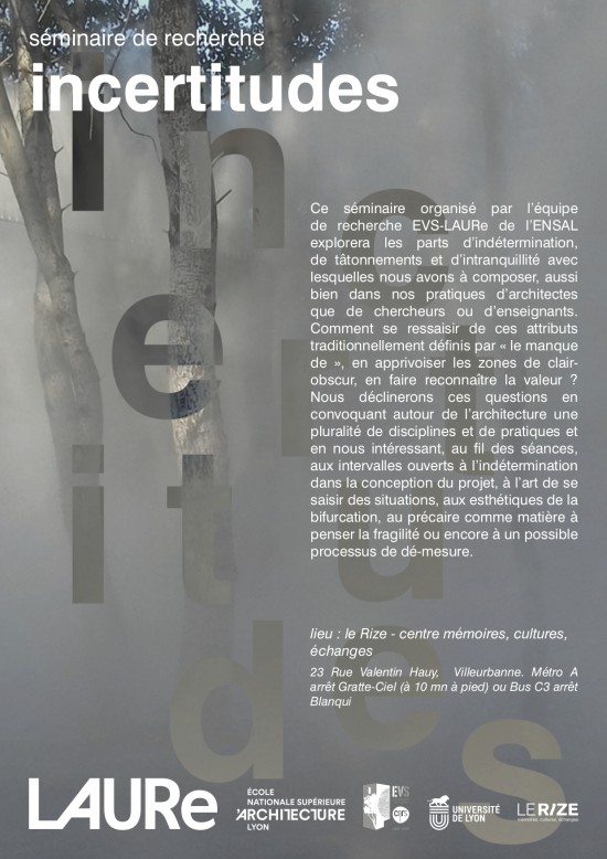 9/01/20 - Séminaire "Incertitudes #2" - "Intelligences de la situation, intelligences pratiques"