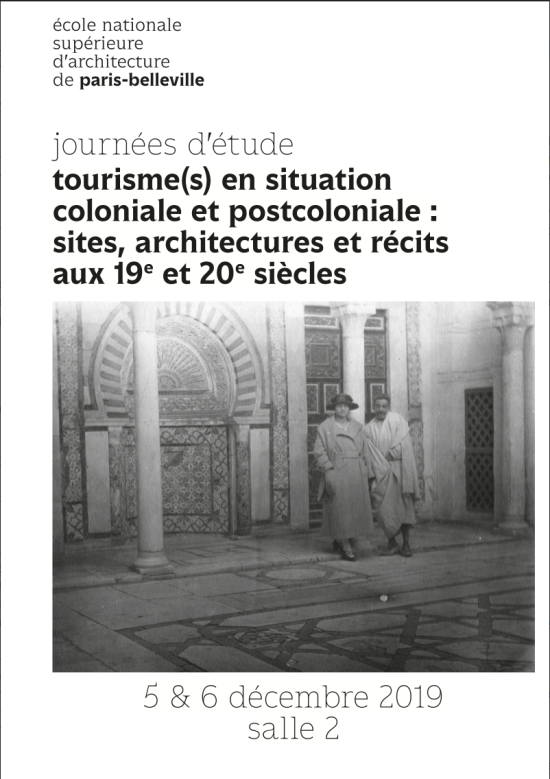 5-6/12/19 - Journées d'études - "Tourisme(s) en situation coloniale et postcoloniale"