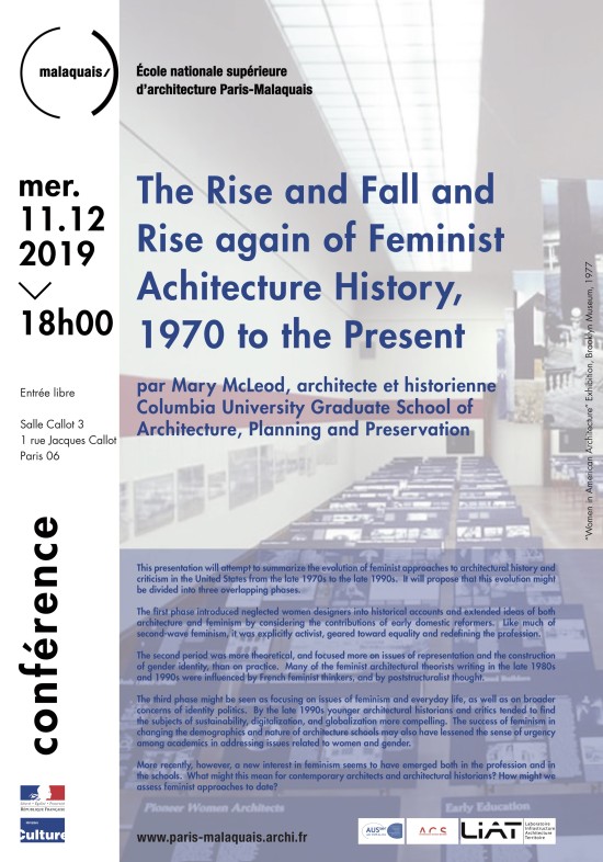 11/12/19 - Conférence "The Rise and Fall and Rise again of Feminist Achitecture History"