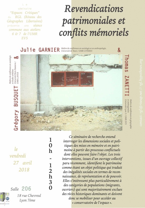 27/04/18 - Revendications patrimoniales et conflits mémoriels
