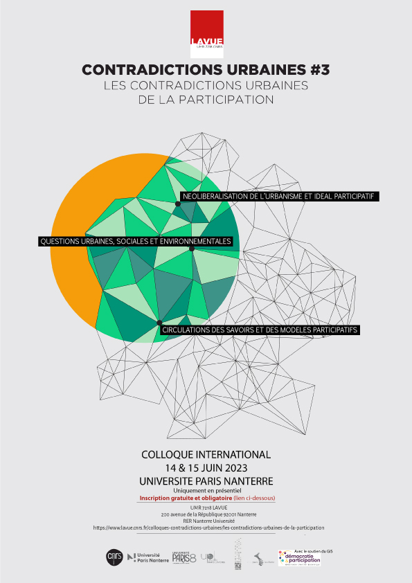 14-15/06/2023 – Colloque de l'UMR LAVUE « Les contradictions urbaines de la participation »