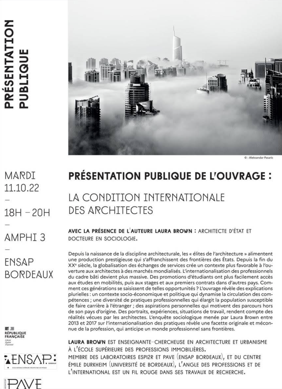11/10/22 - Présentation de livre - "La condition internationale des architectes"